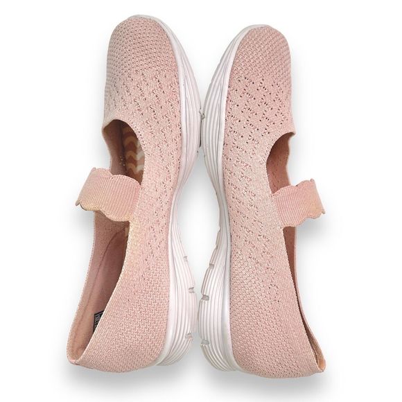 Skechers Shoes Mary Janes Size 10 Seager Power Hitter pink Slip On Knit Comfort - Picture 5 of 8